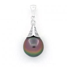 Ciondolo in Argento e 1 Perla di Tahiti Semi-Baroccha B 10.2 mm