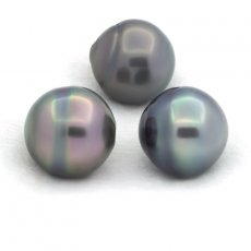 Lotto di 3 Perle di Tahiti Cerchiate C di 12.4 mm
