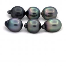 Lotto di 6 Perle di Tahiti Semi-Barocche B/C di 11.5 a 11.9 mm