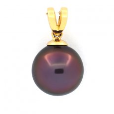 Ciondolo in Oro 18K e 1 Perla de Tahiti Rotonda B+ 12.8 mm