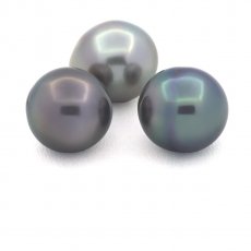 Lot of 3 Tahitian Pearls Semi-Baroque B 10.8 mm