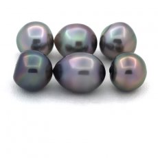 Lotto di 6 Perle di Tahiti Semi-Barocche B di 10 a 10.3 mm