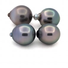 Lot de 4 Perles de Tahiti Semi-Baroques B de 10.5  10.9 mm