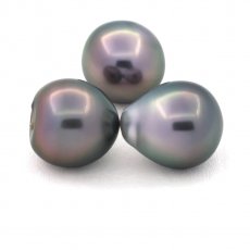 Lotto di 3 Perle di Tahiti Semi-Barocche B di 11 a 11.1 mm