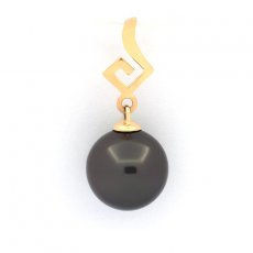 Ciondolo in Oro 18K e 1 Perla de Tahiti Rotonda B 9.3 mm