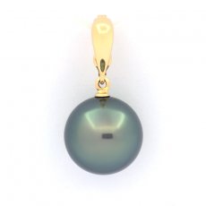 Ciondolo in Oro 18K e 1 Perla de Tahiti Rotonda B 13.5 mm