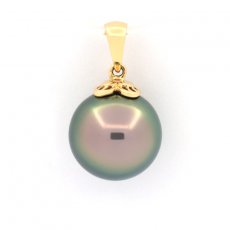 Ciondolo in Oro 18K e 1 Perla de Tahiti Rotonda B 11.7 mm