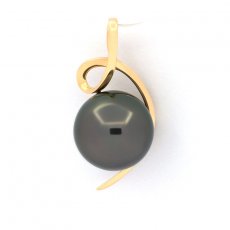 Ciondolo in Oro 18K e 1 Perla de Tahiti Semi-Rotonda A/B 9.3 mm
