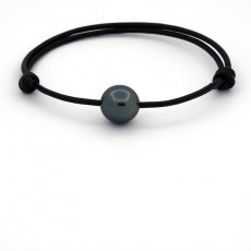 Braccialetto in Cuoio e 1 Perla di Tahiti Semi-Baroccha B 10.7 mm