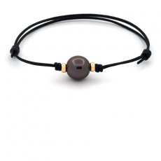 Braccialetto in Cuoio di Canguro e 1 Perla di Tahiti Semi-Baroccha A 10.3 mm