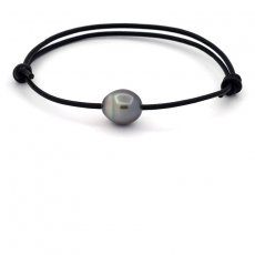 Braccialetto in Cuoio e 1 Perla di Tahiti Semi-Baroccha C 10.8 mm