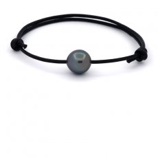 Braccialetto in Cuoio e 1 Perla di Tahiti Semi-Baroccha C 11.4 mm