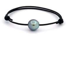 Braccialetto in Cuoio e 1 Perla di Tahiti Semi-Baroccha C 12.6 mm