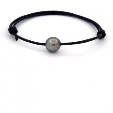 Braccialetto in Cuoio e 1 Perla di Tahiti Semi-Baroccha A 10.3 mm