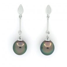 Orecchini in Argento e 2 Perle di Tahiti Semi-Barocche C 8.9 mm