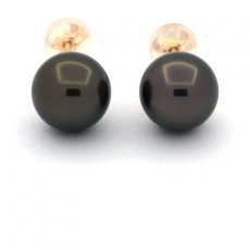 Orecchini in Oro 18K e 2 Perle di Tahiti 1 Rotonda & 1 Semi-Rotonda B/C 8.8 mm