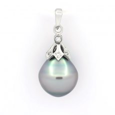 Ciondolo in Argento e 1 Perla de Tahiti Cerchiata C 10.5 mm