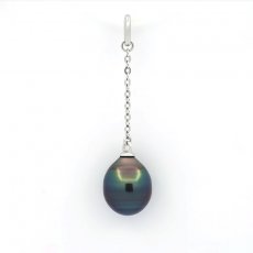 Ciondolo in Argento e 1 Perla de Tahiti Cerchiata B 9 mm