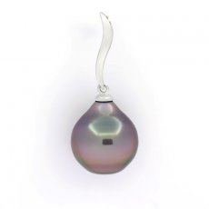 Ciondolo in Argento e 1 Perla de Tahiti Cerchiata C 11.3 mm