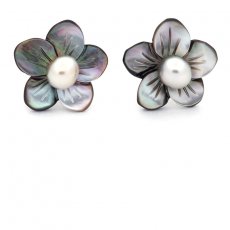 Orecchini in Argento e 2 Keishi di Tahiti