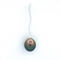 Ciondolo in Argento e 1 Perla de Tahiti Cerchiata B 9.2 mm