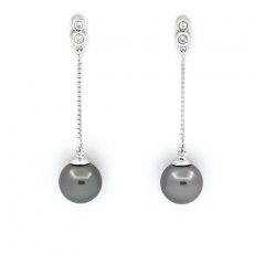 Orecchini in Argento e 2 Perle di Tahiti Rotonde C 7.9 mm