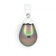 Ciondolo in Argento e 1 Perla di Tahiti Semi-Baroccha B 11.2 mm
