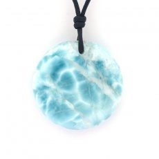 Collana in Cuoio e 1 Larimar - Diametro = 24 mm - 8 gr