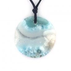 Collana in Cotone e 1 Larimar - Diametro = 29 mm - 5.1 gr