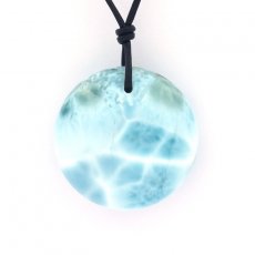 Collana in Cuoio e 1 Larimar - Diametro = 26.4 mm - 13.7 gr