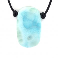 Collana in Cuoio e 1 Larimar - 36 x 22 x 7 mm - 12.8 gr