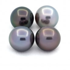 Lot de 4 Perles de Tahiti Rondes C de 11.1  11.3 mm