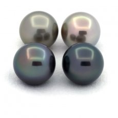 Lotto di 4 Perle di Tahiti Rotonde C di 10.6 a 10.9 mm