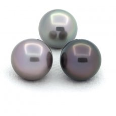 Lotto di 3 Perle di Tahiti Rotonde C de 11.5 mm