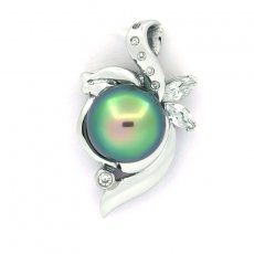 Ciondolo in Argento e 1 Perla di Tahiti Semi-Baroccha C+ 10 mm