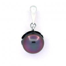 Ciondolo in Argento e 1 Perla di Tahiti Semi-Baroccha B/C 10.7 mm