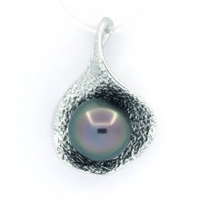 Ciondolo in Argento e 1 Perla di Tahiti Semi-Baroccha C 9.6 mm