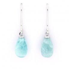 Orecchini in Argento e 2 Larimar - 9.3 x 6.2 mm - 1.2 gr