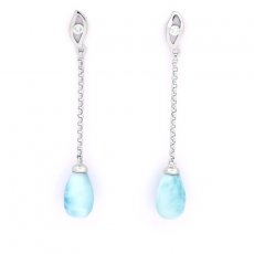 Orecchini in Argento e 2 Larimar - 9.5 x 6.2 mm - 1.2 gr