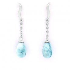 Orecchini in Argento e 2 Larimar - 9.9 x 6.2 mm - 1.2 gr