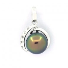 Ciondolo in Argento e 1 Perla di Tahiti Semi-Baroccha B 9.5 mm