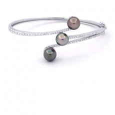Braccialetto in Argento e 3 Perle di Tahiti Semi-Barocche A/B 8.1 mm