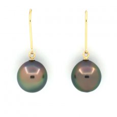 Orecchini in Oro 14K e 2 Perle di Tahiti Semi-Barocche B 9.7 mm