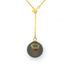 Collana in Oro 18K e 1 Perla di Tahiti Rotonda A 9.3 mm