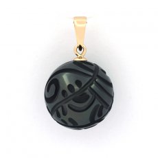 Ciondolo in Oro 18K e 1 Perla di Tahiti Incisa 12.6 mm
