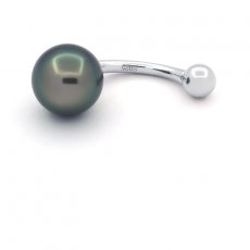 Piercing in Argento e 1 Perla di Tahiti Semi-Baroccha C 8.6 mm