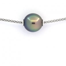 Collana in Argento e 1 Perla di Tahiti Semi-Baroccha B 12.4 mm
