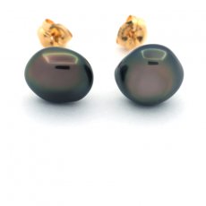 Orecchini in Oro 18K e 2 keishi di Tahiti