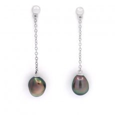 Orecchini in Argento e 2 keishi di Tahiti
