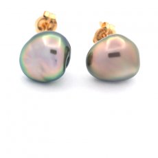 Orecchini in Oro 18K e 2 keishi di Tahiti